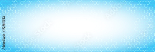 Hexagon medical background. Honeycomb blue gradient. Innovation or science wallpaper with glowing elements. Healthcare or biotech design template. Futuristic light blue grid. Vector illustration.