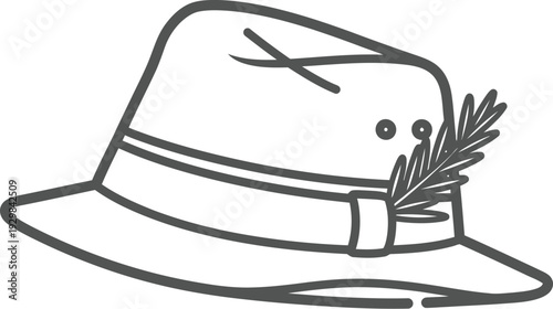 Military slouch hat with rosemary sprig remembrance vector icon