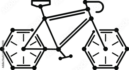 Bicycle icon with minimalist chemical bond structure design