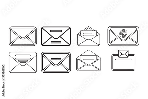 Set of 8 email icons vector