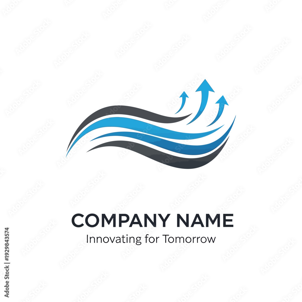 Fototapeta premium Modern Company Logo Design with Blue Waves and Arrows.