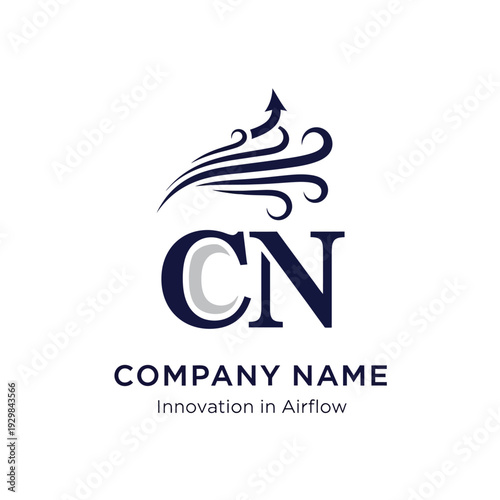 Modern Company Logo Template with Airflow Design and Innovation Concept.