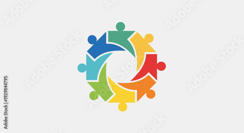 Multicolored puzzle pieces forming a circular unity symbol on transparent background from a direct viewpoint