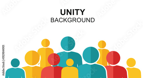 Diverse group of people standing together in unity and harmony in a vibrant illustration