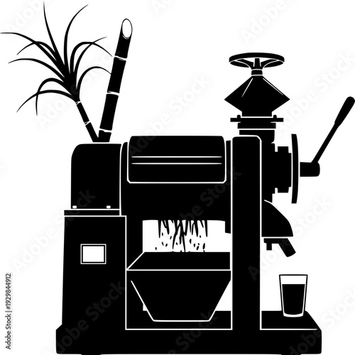 Sugarcane Juice Extractor Machine Silhouette Vector