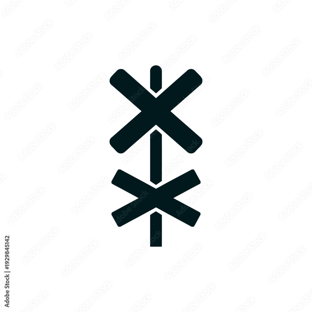 Fototapeta premium A minimalist logo design featuring two black arrows pointing up and down on a white background