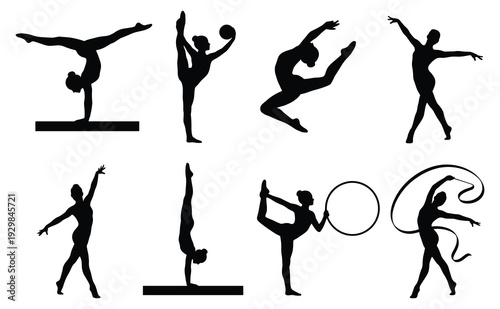 Rhythmic and Artistic Gymnastics Silhouettes Set