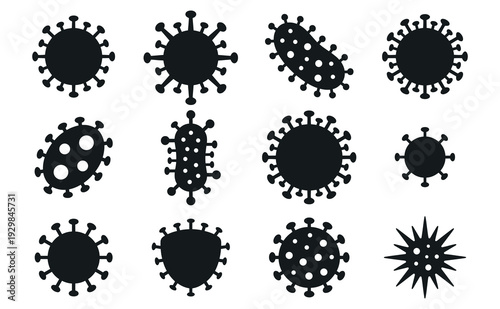 Virus and Bacteria Icon Set Medical Microorganism Symbols