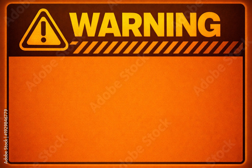 Blank Warning Sign Template with Hazard Stripes