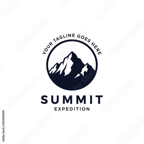 Mountain Summit Expedition Logo Design Template.