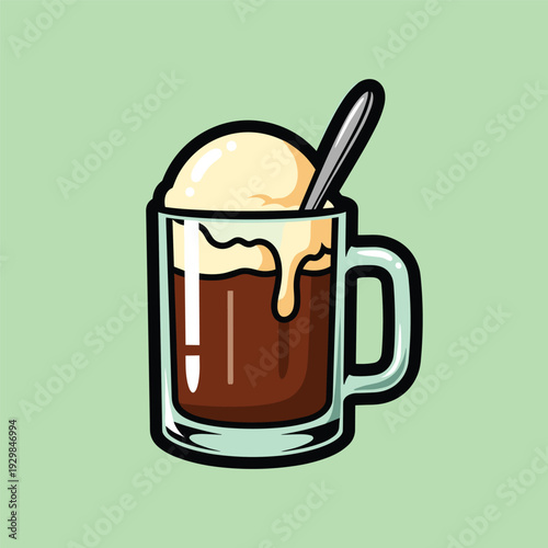 Glass Mug Coffee with Ice Cream.