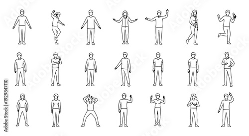 stick figures people various poses and actions