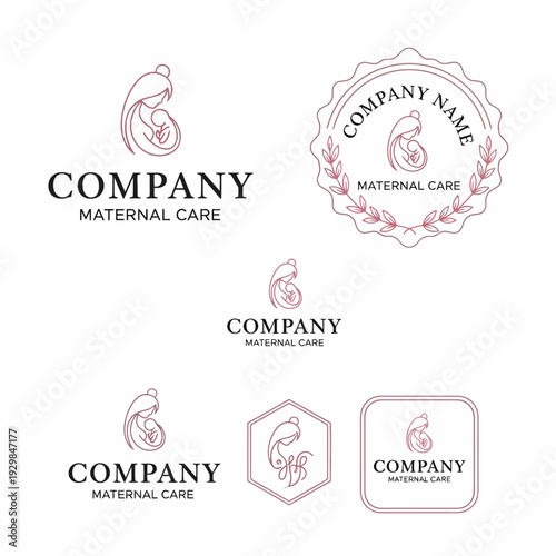 Maternal Care Logo Design Templates with Elegant Emblems.