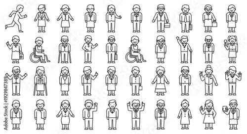 people in various business attire and casual wear standing