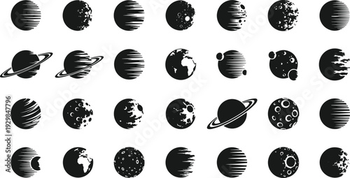 Collection of 21 unique planet designs for space themes
