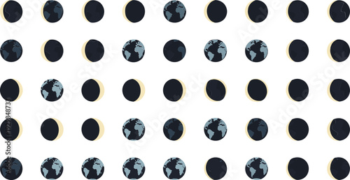 Phases of the moon in a visually striking pattern