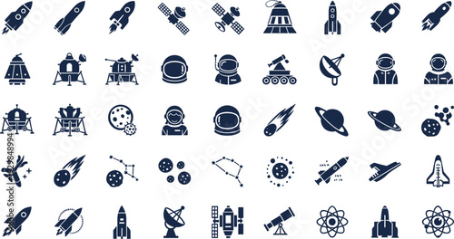 Space exploration icons for business presentations and educational materials