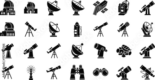 Various astronomy equipment and observatory structures