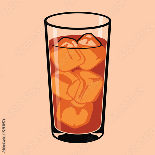 Glass of Iced Tea with Ice Cubes.