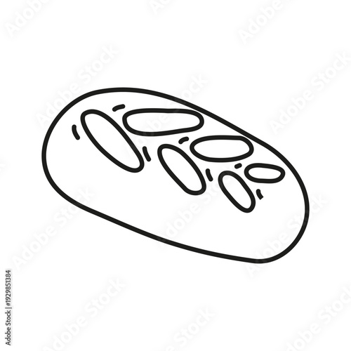 Cute hand drawn outline wholesome loaf icon isolated on white background. Modern pastry for breakfast, cafe, bakery, packaging designs, posters, etc.