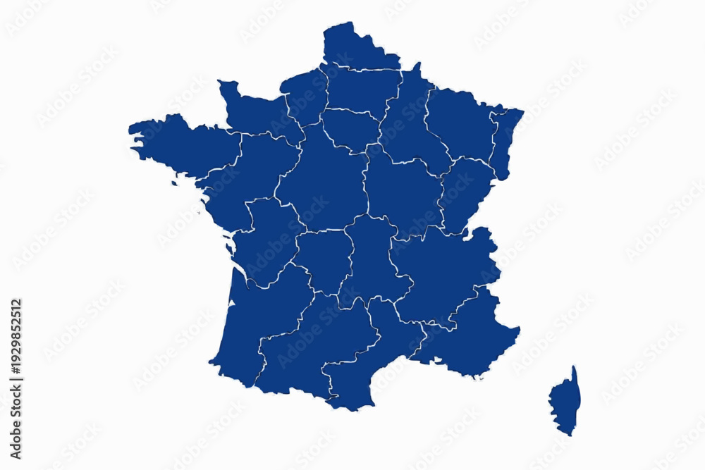Fototapeta premium France Map Royal Blue Vector Silhouette Regional Borders