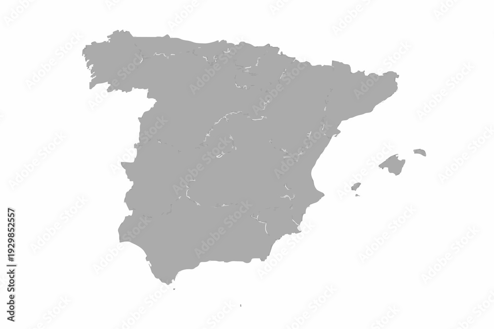Fototapeta premium Spain Map Light Grey Vector Silhouette Autonomous Communities