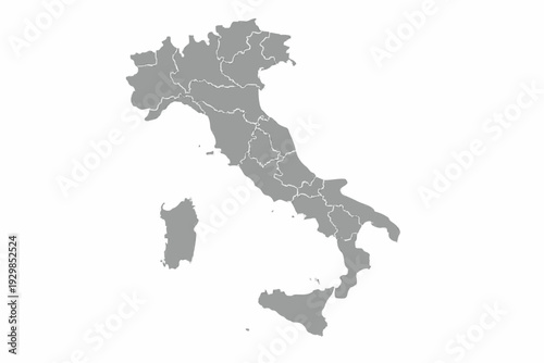 Italy Map Light Grey Vector Silhouette Regional Borders