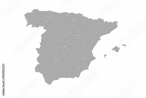 Spain Map Light Grey Vector Silhouette Autonomous Communities