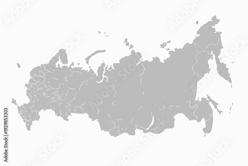 Russia Map Light Grey Vector Silhouette Administrative Regions