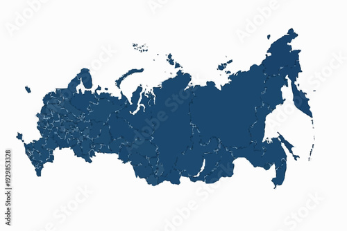 Russia Map Dark Blue Vector Silhouette Regional Borders