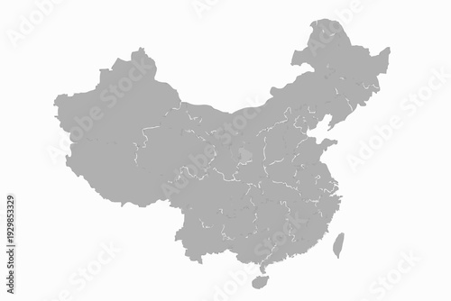 China Map Light Grey Vector Silhouette Provincial Borders