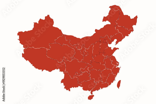 China Map China Red Vector Silhouette Administrative Map