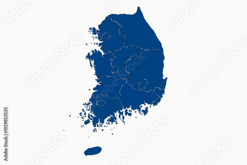 South Korea Map Taegeuk Blue Vector Silhouette Administrative Map