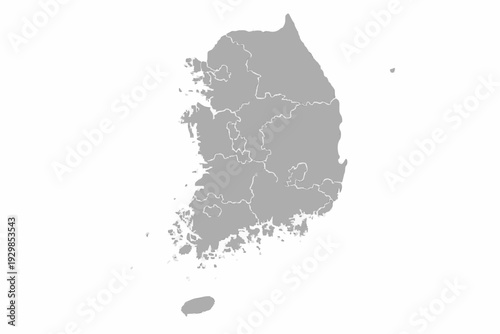 South Korea Map Light Grey Vector Silhouette Administrative Borders