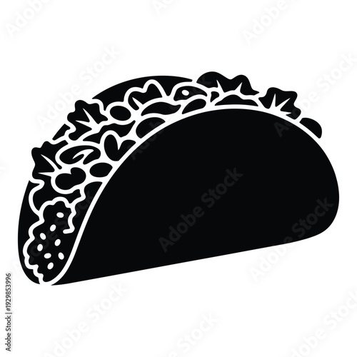 Black silhouette of a taco with fillings