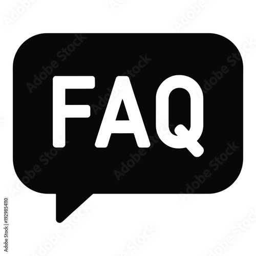 Speech bubble with FAQ text, representing frequently asked questions