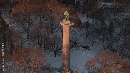 Drone shot of the Prison Ship Martyr's Monument
