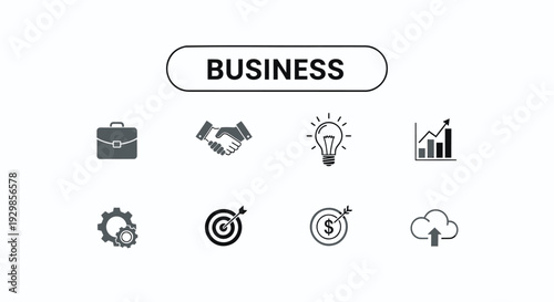 Set of 8 business icons vector