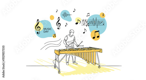 Vector illustration of a musician playing a xylophone