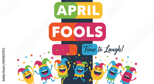 APRIL FOOLS vector illustration with colorful characters