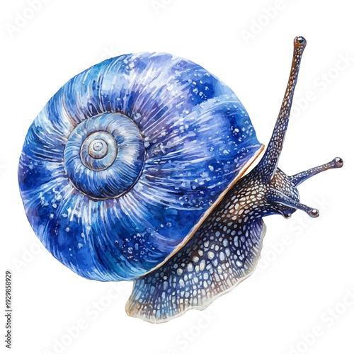 watercolor of Aquarium Snail, vector clipart, isolated on a white background.