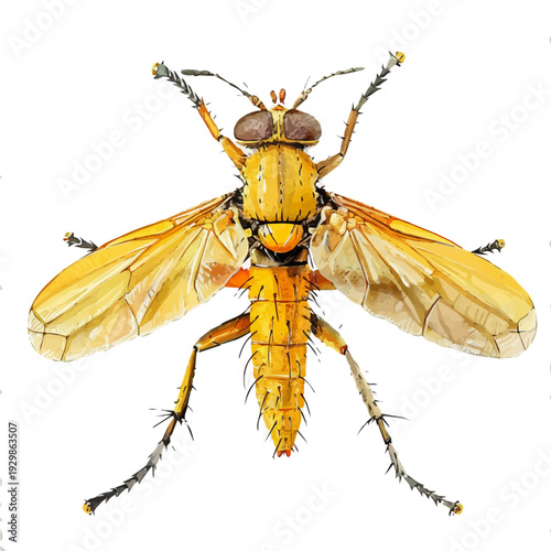 watercolor of Fruit Fly, isolated on a white background.