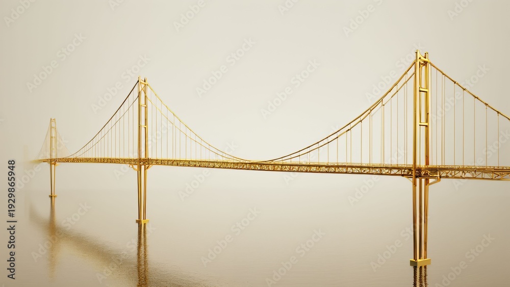 Obraz premium Minimal Golden Suspension Bridge Concept