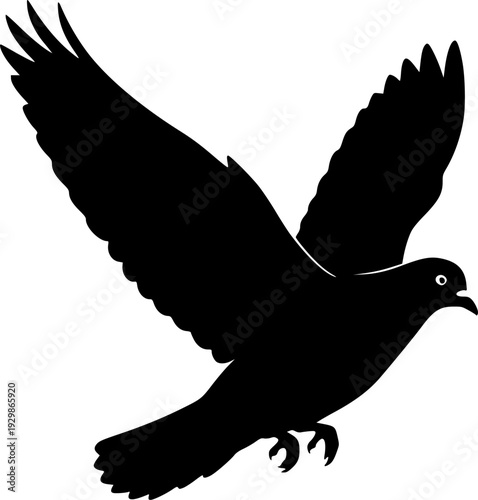 pigeon bird black silhouette vector, Simple silhouette Design vector icon with white background. Wild bird
