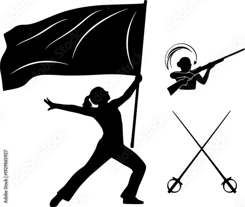 Color guard svg, Color guard flag svg, Marching band flag svg, Color guard rifle svg, Color guard sabres svg, Color guard silhouette, Color guard flag silhouette, Marching band flag silhouette 