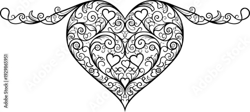 Filigree curly Calligraphic Heart, Fancy Line Flourishes Swirls hearts, curve romantic love separator, Valentines Day divider flourish Swirl, Calligraphy Flourish lettering header hearts ... See More
