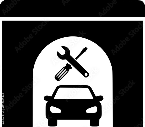 car garage glyph flat vector icon
