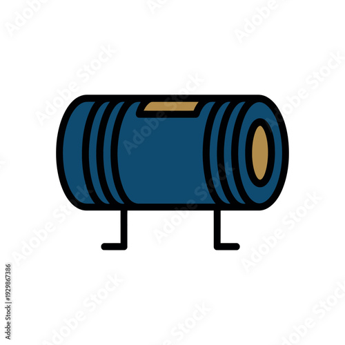 A cartoon illustration of a blue yoga mat with legs on a white background