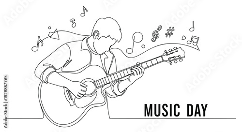 Vector illustration of a man playing guitar on Music Day