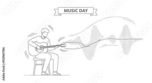 Vector illustration of a man playing guitar on Music Day